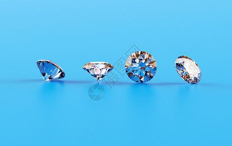 蓝色背景中散落的奢华钻石图片