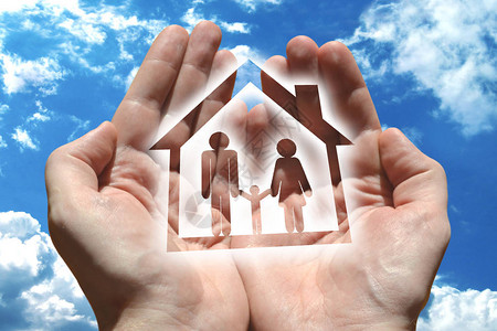 家庭保险概念双手背景图片