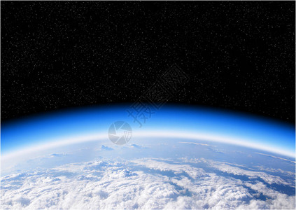 从空间蓝色行星和深黑空间背景图片