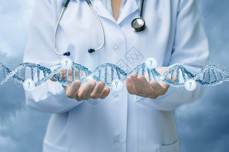 医生支持DNA分子对医学分子的概念研背景图片