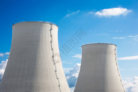 双冷却塔核电站的细节图片