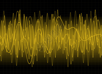 深色背景上的琥珀色声波背景图片