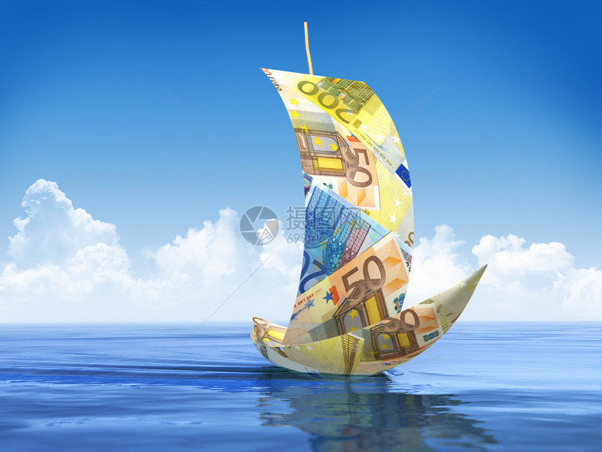 帆船由欧元制成图片