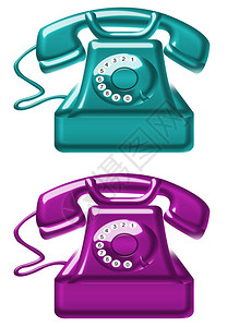 蓝色和紫外线旧电话在白图片