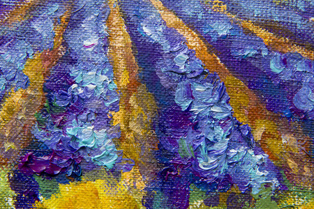 蓝紫色薰衣草田画片托斯卡纳山水画的质感片断印象派与画背景图片