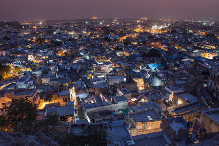 印度拉贾斯坦邦乔德普尔市上空日落城市图片