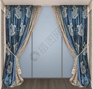 室内设计很时髦有豪华的窗帘和装饰更衣图片