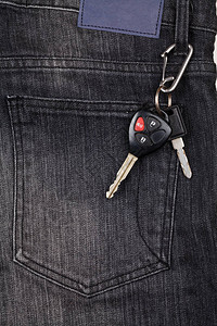 黑色牛仔裤上的车钥匙图片