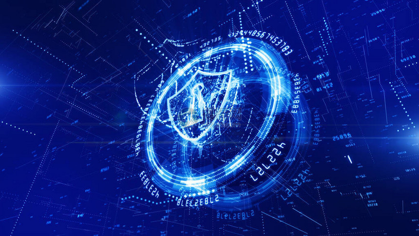 HUD和网络安全盾牌图标数字据网络保护未来技术网络概念图片