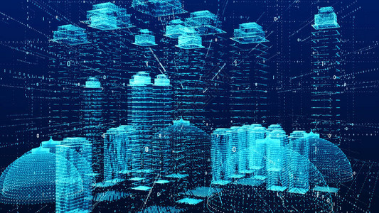 数字城市具有未来矩阵概念的技术图片