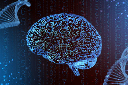 数字大脑的3d插图网格人工智能的概念和心灵图片