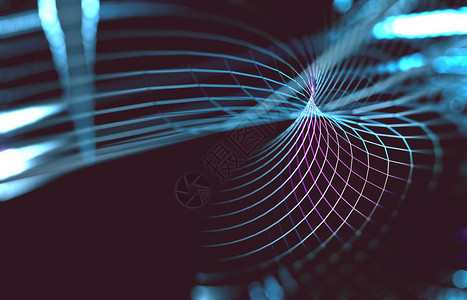 技术和科学的抽象波背景带有细线和几何形状的网状或网形背景图片
