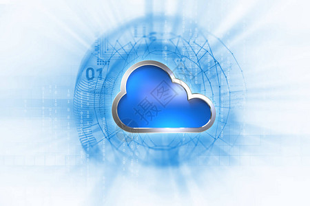 蓝技术背景的复制空间云计算概念以蓝色技术图片