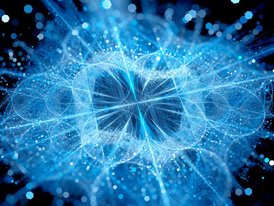 带有颗粒的蓝色发光微粒子计算机背景图片