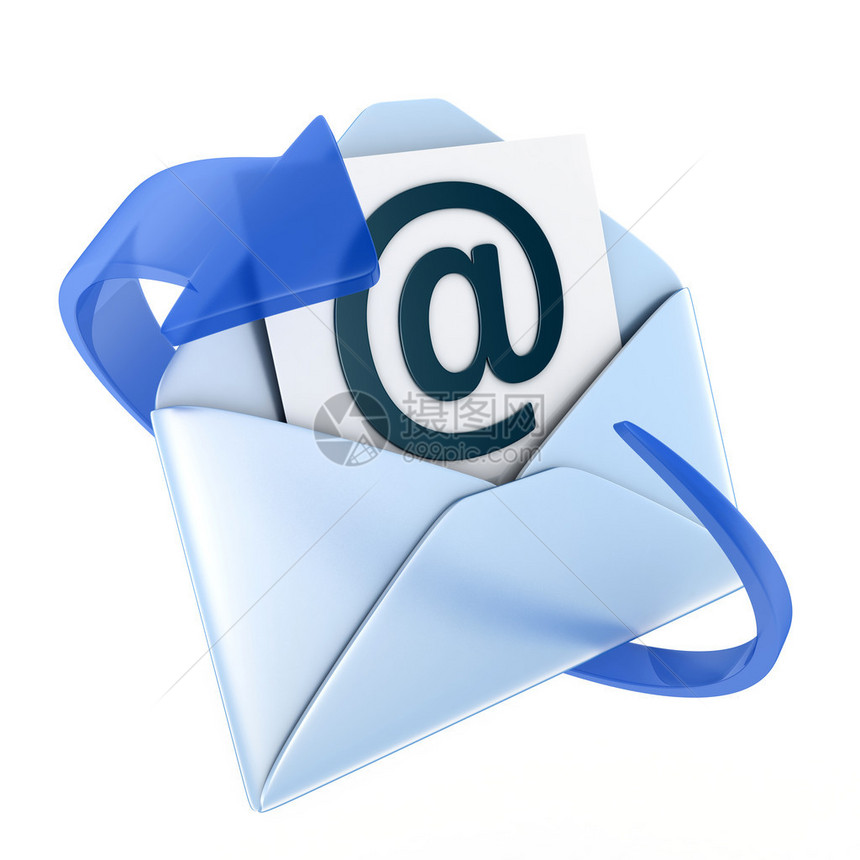 电子邮件蓝色符号以3d图片