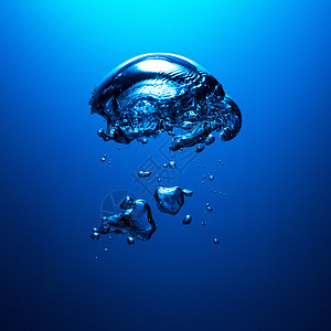 深蓝色背景的海底气泡以5D标志三图片