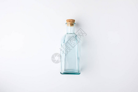 透明玻璃瓶的顶端视图白色图片