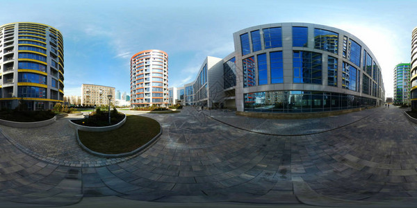 现代城市区的360度全景vr图像图片