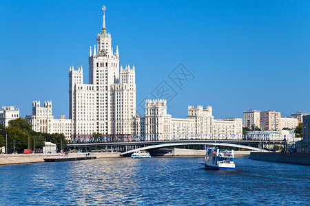 莫斯科市风景与斯大林高楼建筑在科泰尔尼切斯卡图片
