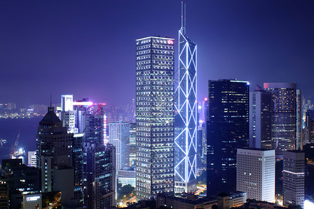 香港夜间办公楼图片