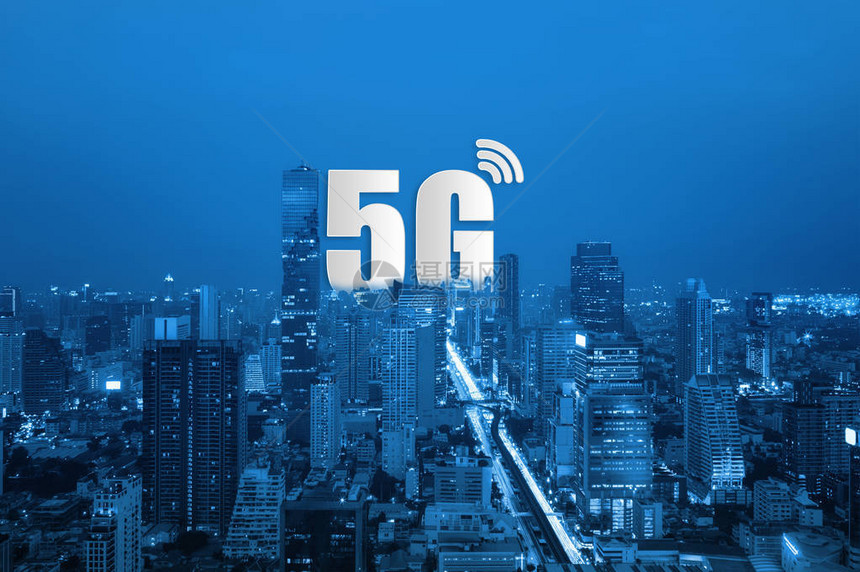 5G网络无线系统和智能手机智能城市通信网络图片