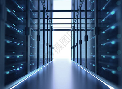 充满电信设备大数据存储和云概念的数据中心服务器机房的图片