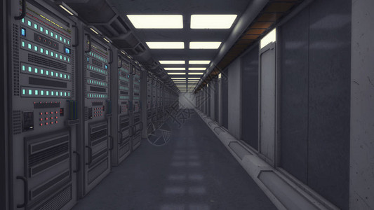 3d渲染未来的走廊和渲染计算机图片