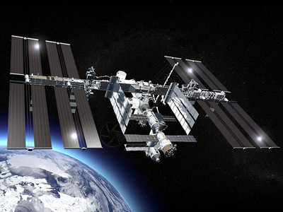 环绕地球轨道上的国际空间站图片