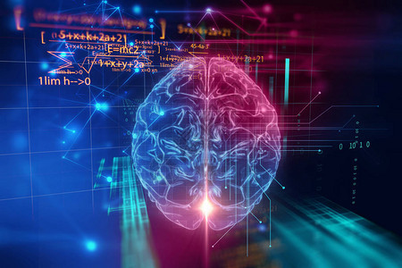 技术背景下人脑的3d渲染代表人工智能和图片