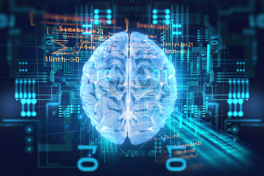 技术背景下人脑的3d渲染代表人工智能和图片