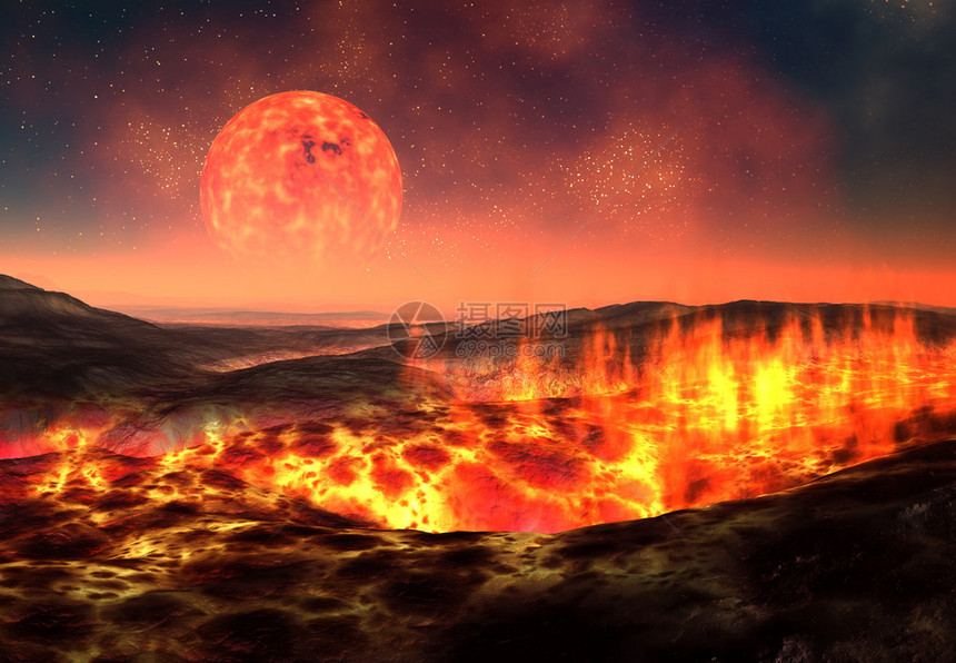3D从一个外星球上制作了火山熔岩和图片