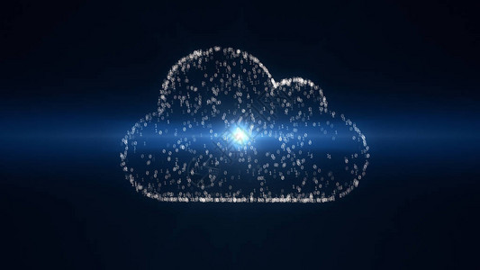 云计算概念三维插图带有二元代码图片