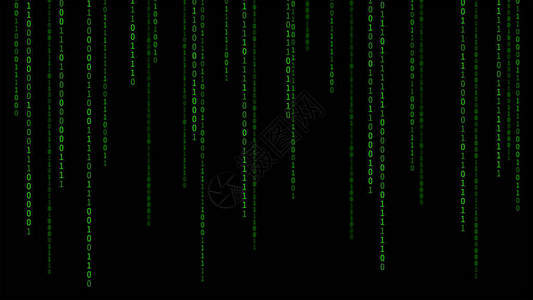 01或显示器矩阵背景上的计算机屏幕上的二进制数黑客中的数字据代码或安全技术概背景图片