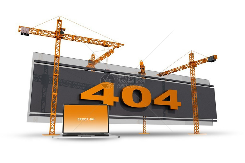 404使用Cranes和笔记本电脑的建筑工地说明错误404网站404页摘要图图片