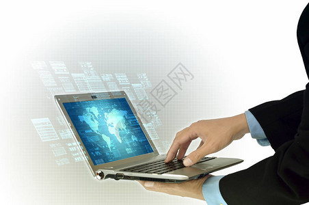 膝上型计算机显示脚本和数据处理活动的技术概念因特图片