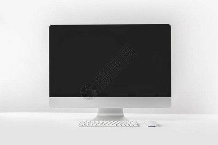 现代台式计算机白背景图片