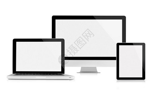 这是iMacMacbookPro和iPadAppleInc的前视图图片