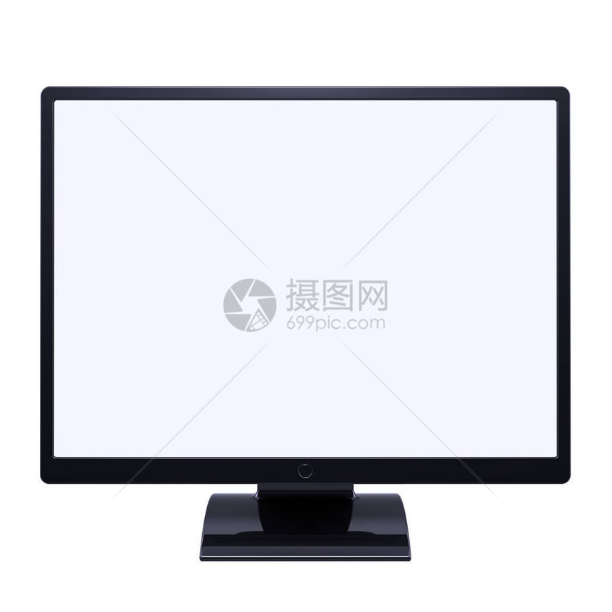 显示器电脑液晶电视屏幕空白桌面显示黑色在白色背景上隔离的图片