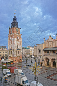 圣诞节期间波兰克拉科夫老城主市场广的市图片