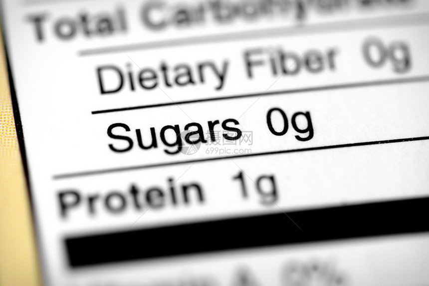 以糖为重点的营养标签图片