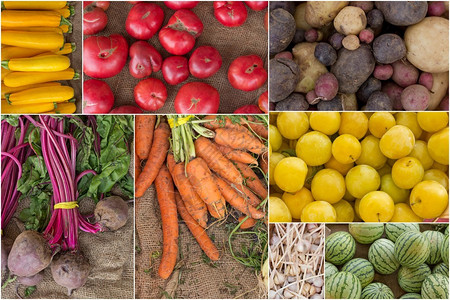 各种受欢迎的农民市场销售水果和蔬菜以进行农产图片