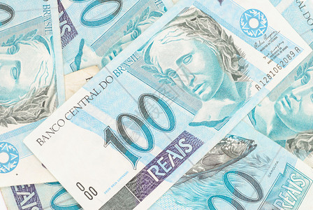 巴西的百种实际货币背景图片