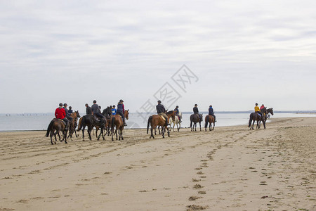 荷兰泽雷内塞海滩上骑马的骑手图片