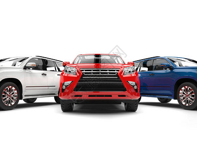 现代SUV超酷红色每边都有白图片