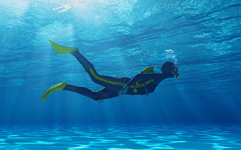 美娜多潜水在水下游的多码游泳这是插画