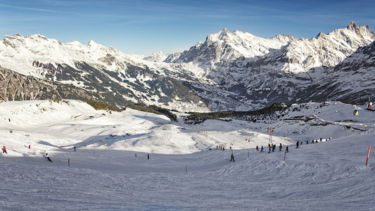 参加冬季运动胜地Swissalps的休闲娱乐活动的滑图片