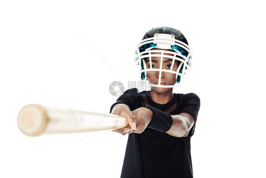 女棒球选手的近镜头蝙蝠在图片