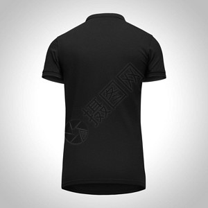 黑色球衣短袖背面自下而上以灰色背景与剪切路径隔绝Mockup概念T恤图片