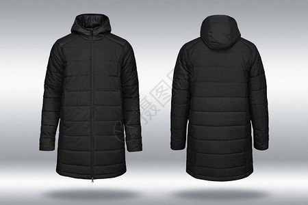 时尚冬季黑色夹克灰色背景图片