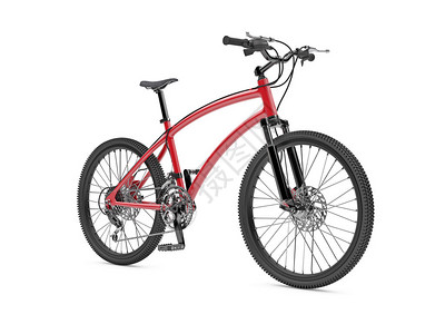 白色红自行车的3d插图图片